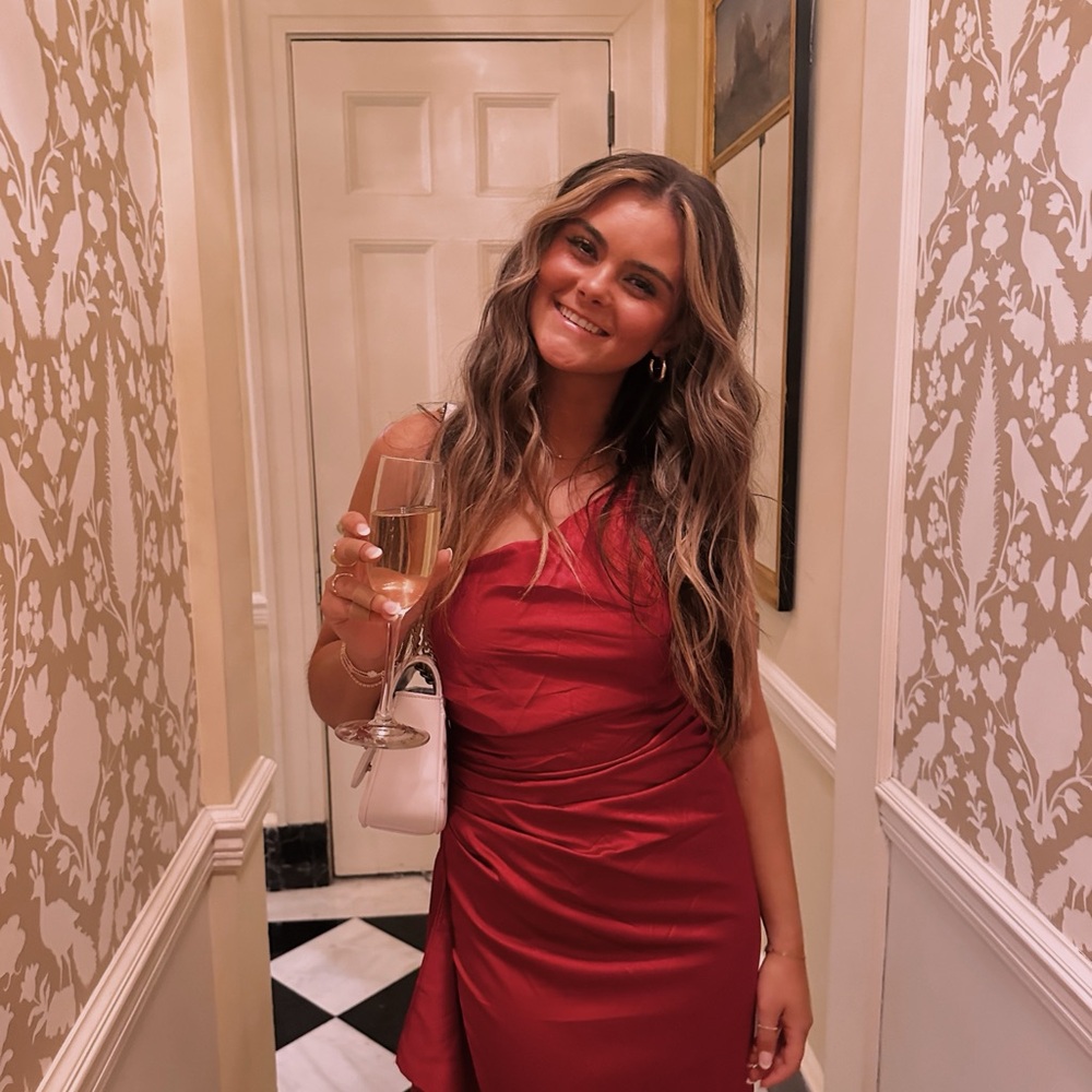 Elegant Red Formal Dress perfect for weddings, sorority formals, or prom!